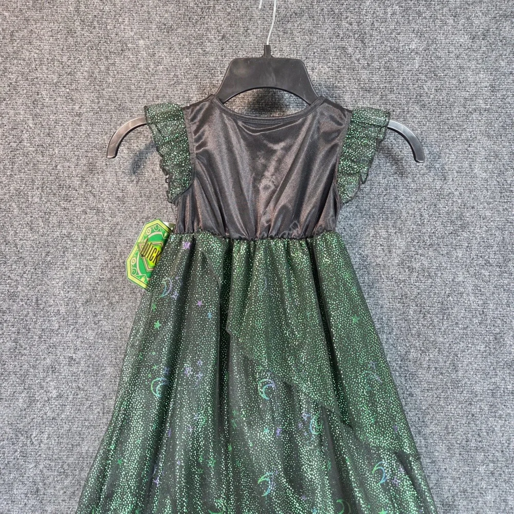 Wicked Elphaba‎ Nightgown Dress Toddler Girls 3T Green Black Glitter Costume